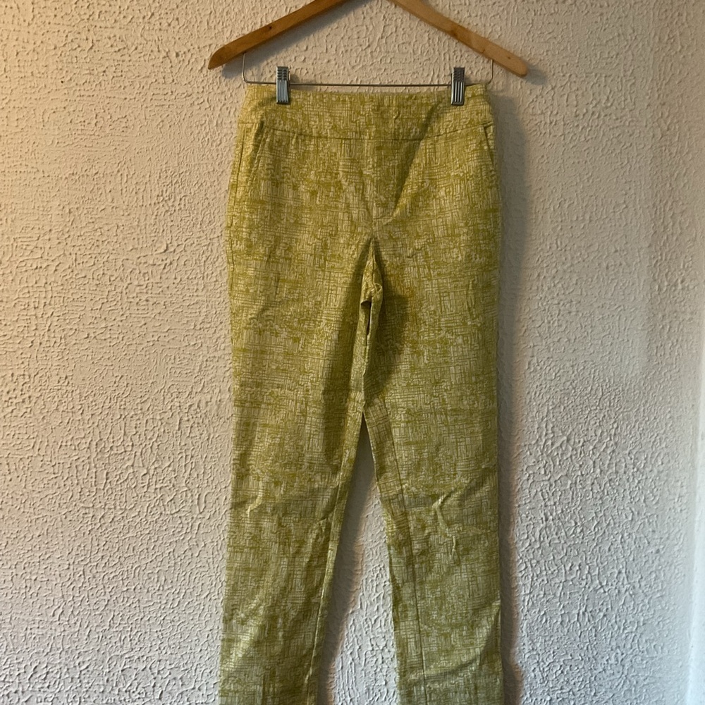 MarlaWynne Yellow-White Patterned Slim Pants